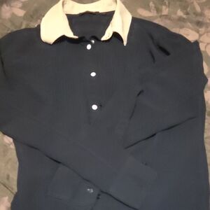 Dex Women's Navy Blouse with White Collar